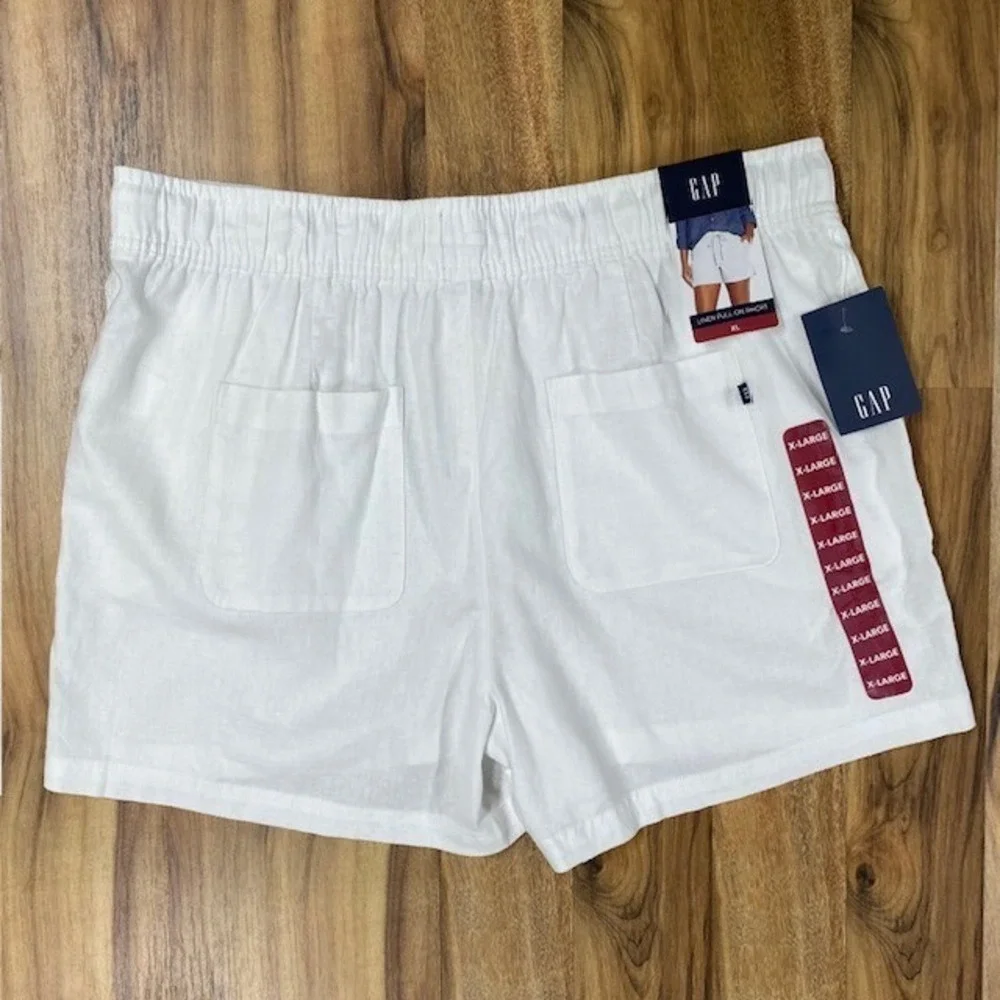 GAP Linen Pull On Shorts‎ Womens XL White Casual Summer Beach Drawstring